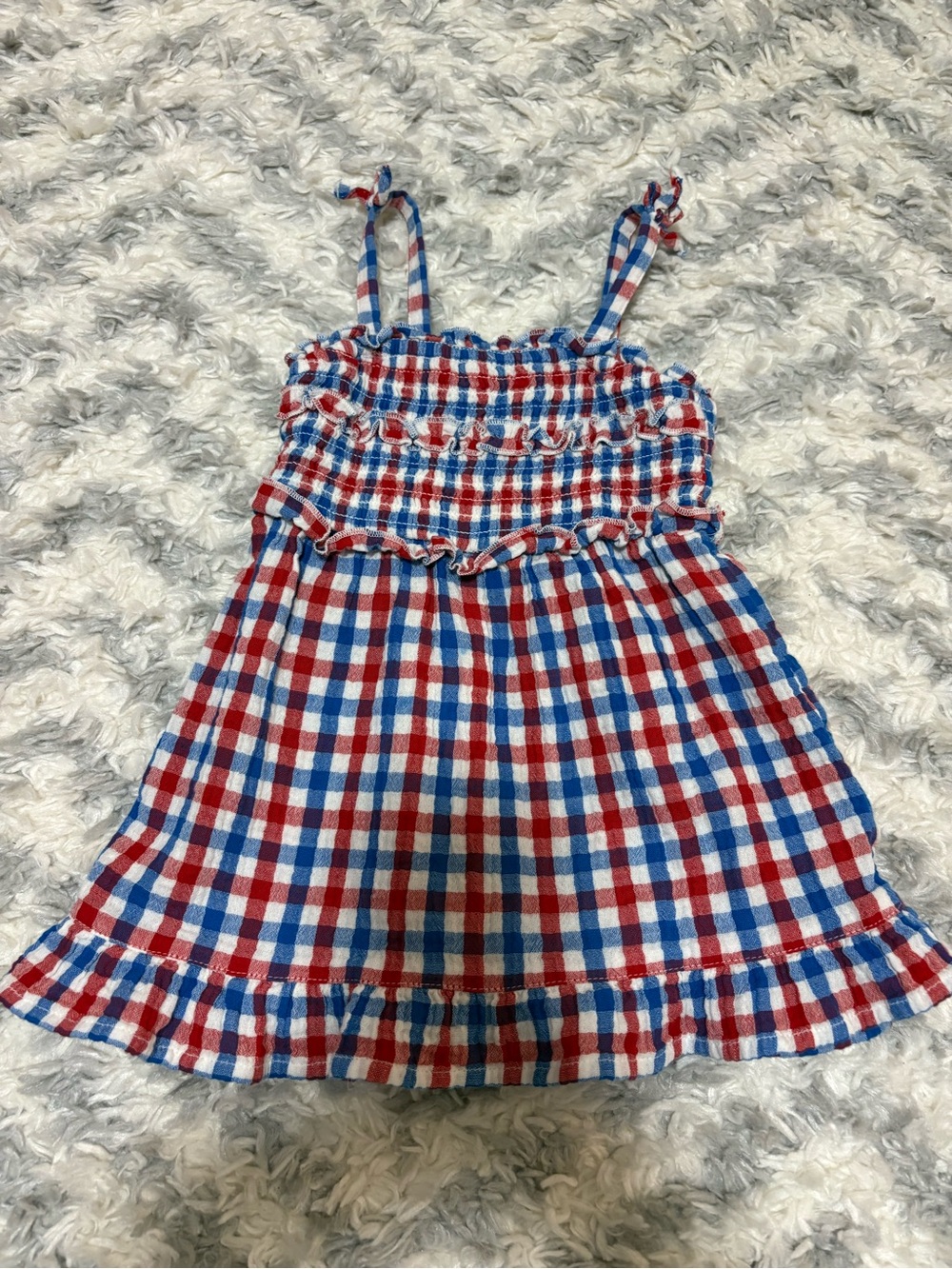 Cat & Jack Red, Blue & White Gingham Sundress with Ruffle Trim